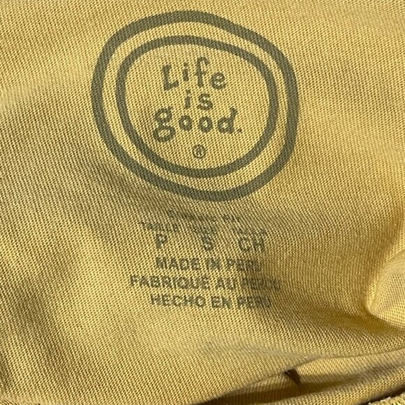 Life Is Good Size S Mustard Yellow Graphic Tee With Tailgate Print Short Sleeve - Picture 6 of 10